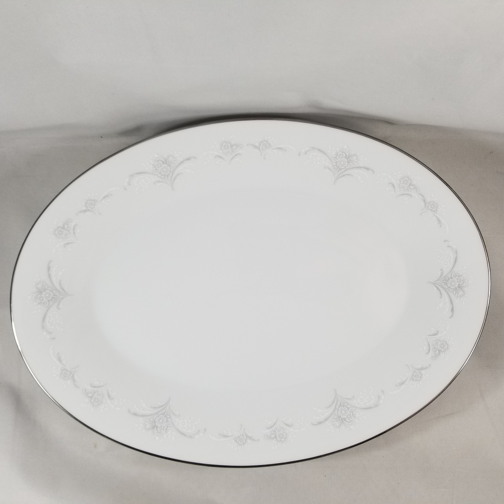 Noritake Casablanca China 6842 Oval Serving Plate 12" Flowers Porcelain Vintage